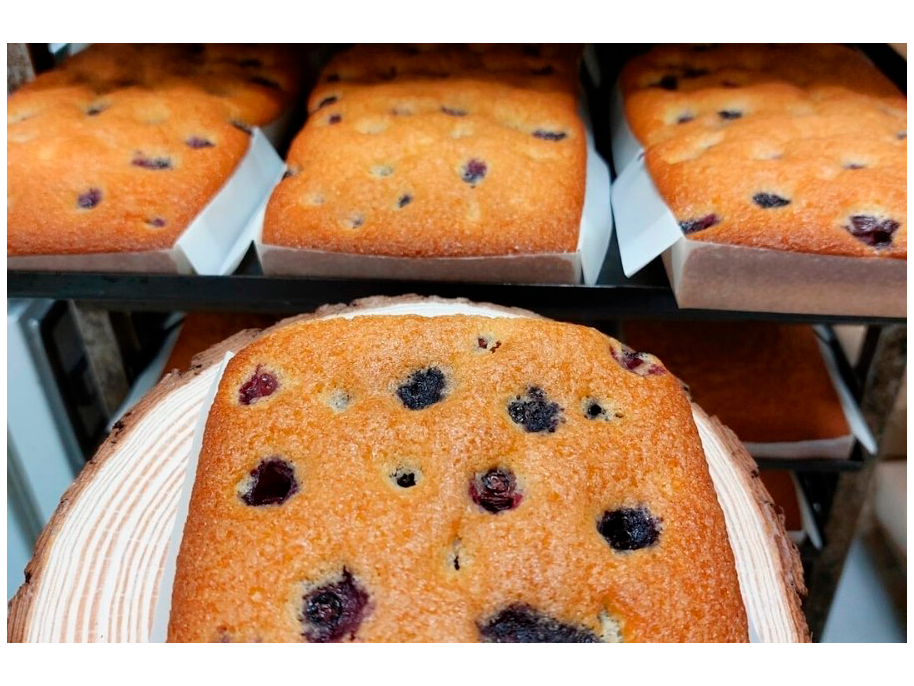 Sobao pasiego con arándanos.