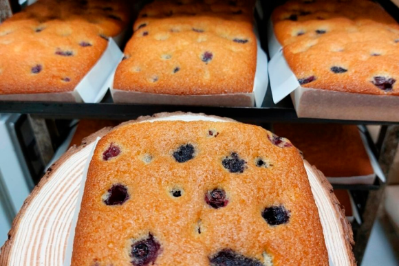 Sobao pasiego con arándanos.